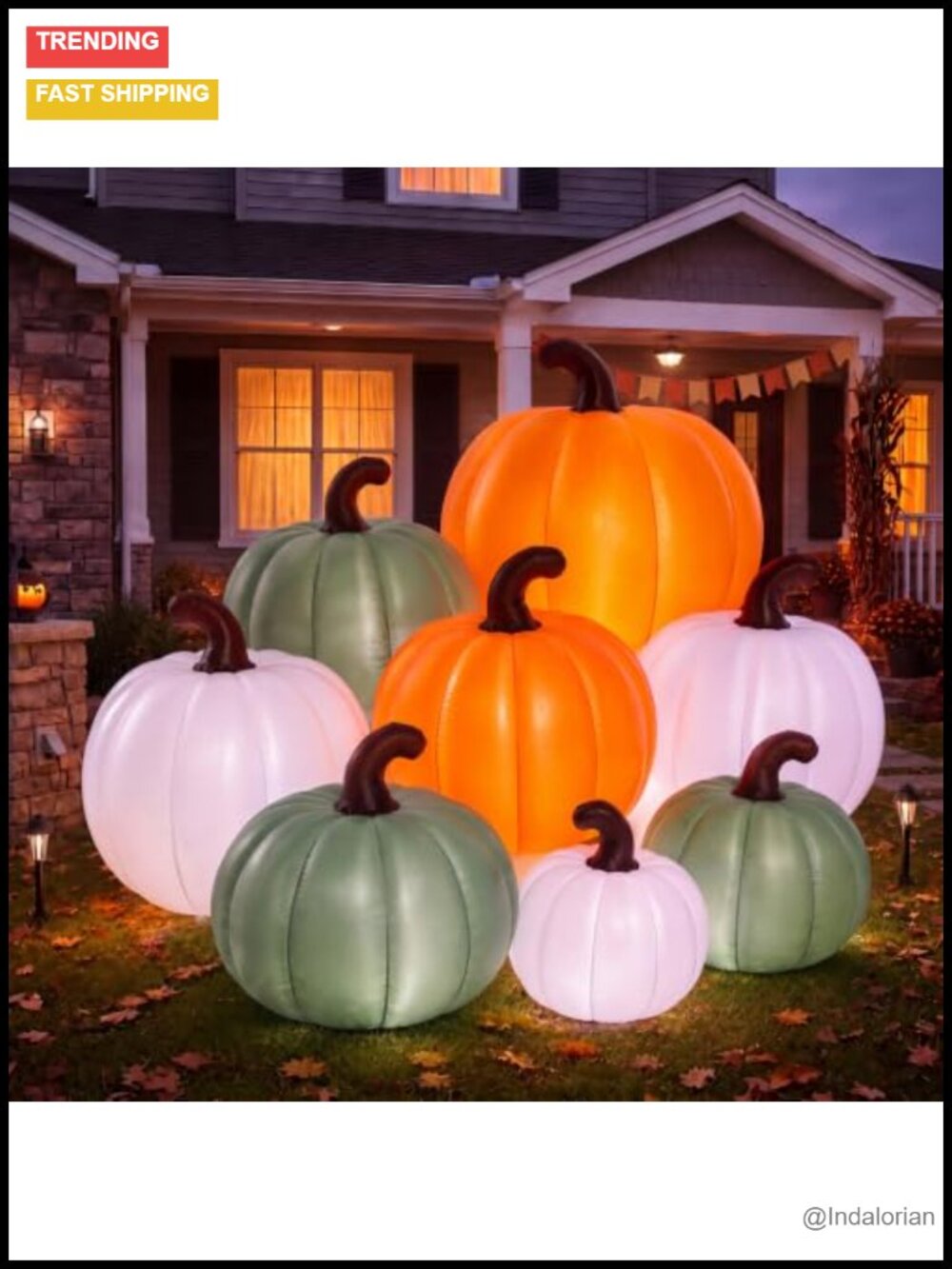 Stacked Pumpkin Inflatable Outdoor Fall Yard Decoration with Lights